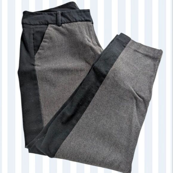 Mossimo Grey & Black Mid Rise Stretch Cotton Cropped Tuxedo Trousers Size 12 - Picture 7 of 12